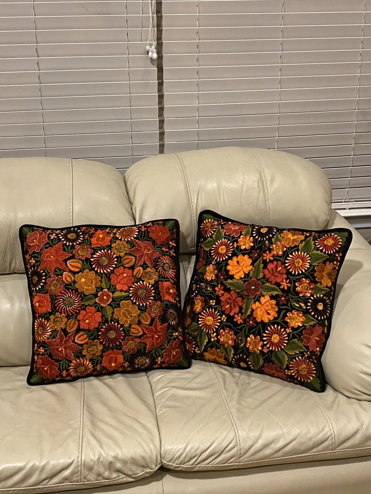 Handmade floral square Cushion Cover Cotton Bedding Sofa Pillows Decorative set