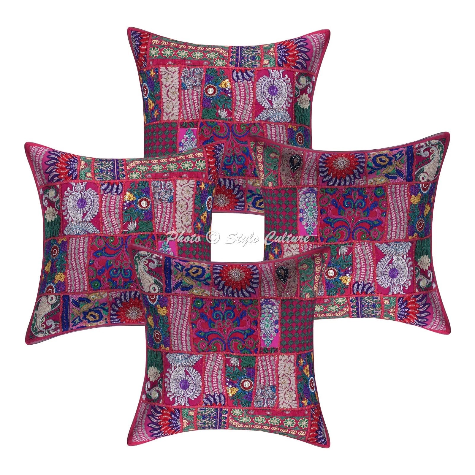 Cushion Cover Patchwork Traditional Yoga Home Decor Pillow Cover Case 20 x 20 in