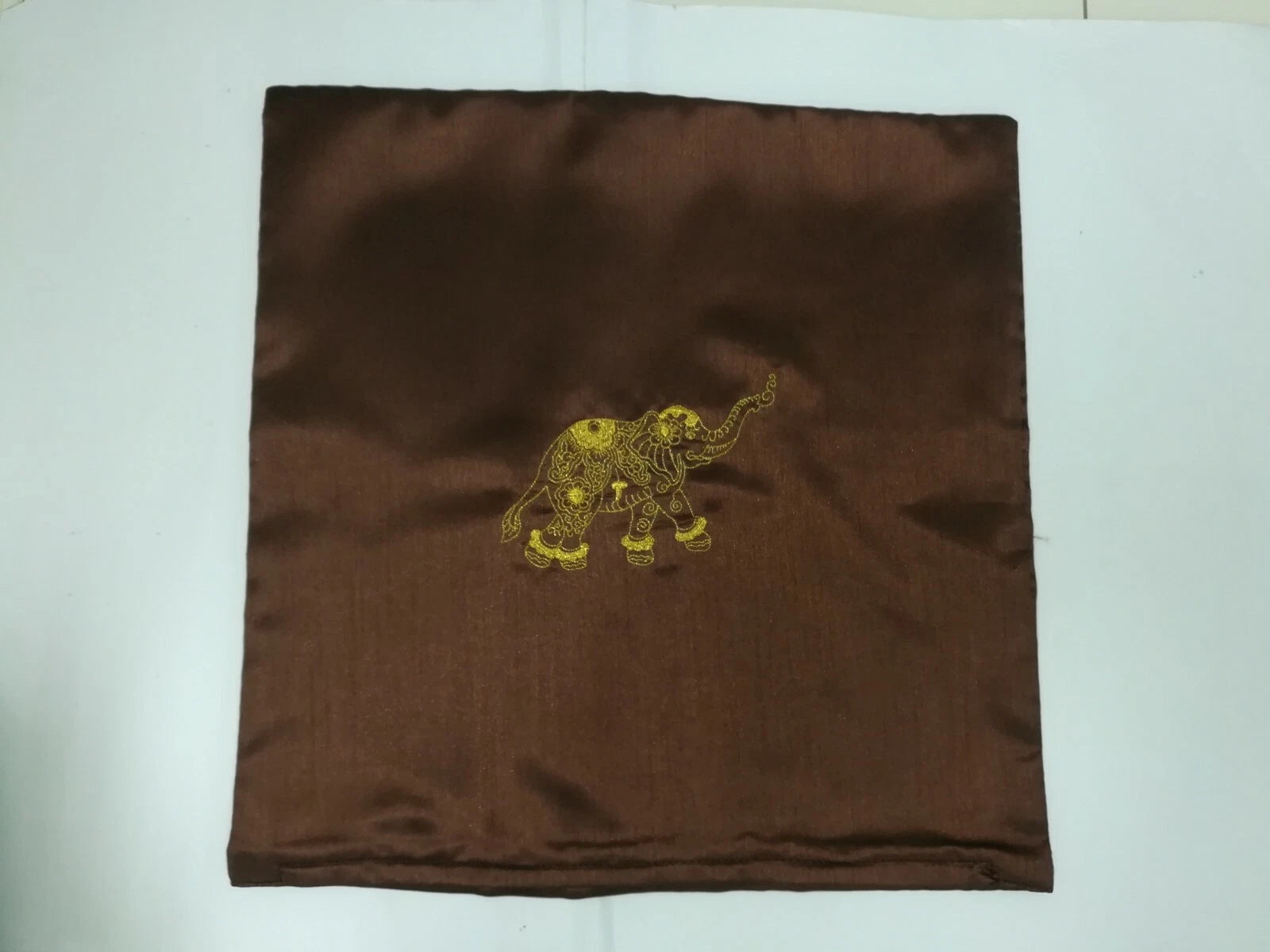 2 pcs Thai Silk Elephant Brown Pillow Case Cushion Covers Sofa bed 16" x 16" New