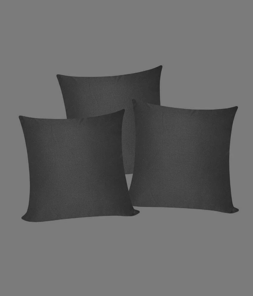 3 x Plain Satin 23x23 Black Cushion Cover / Pillow Cases /Sofa Décor