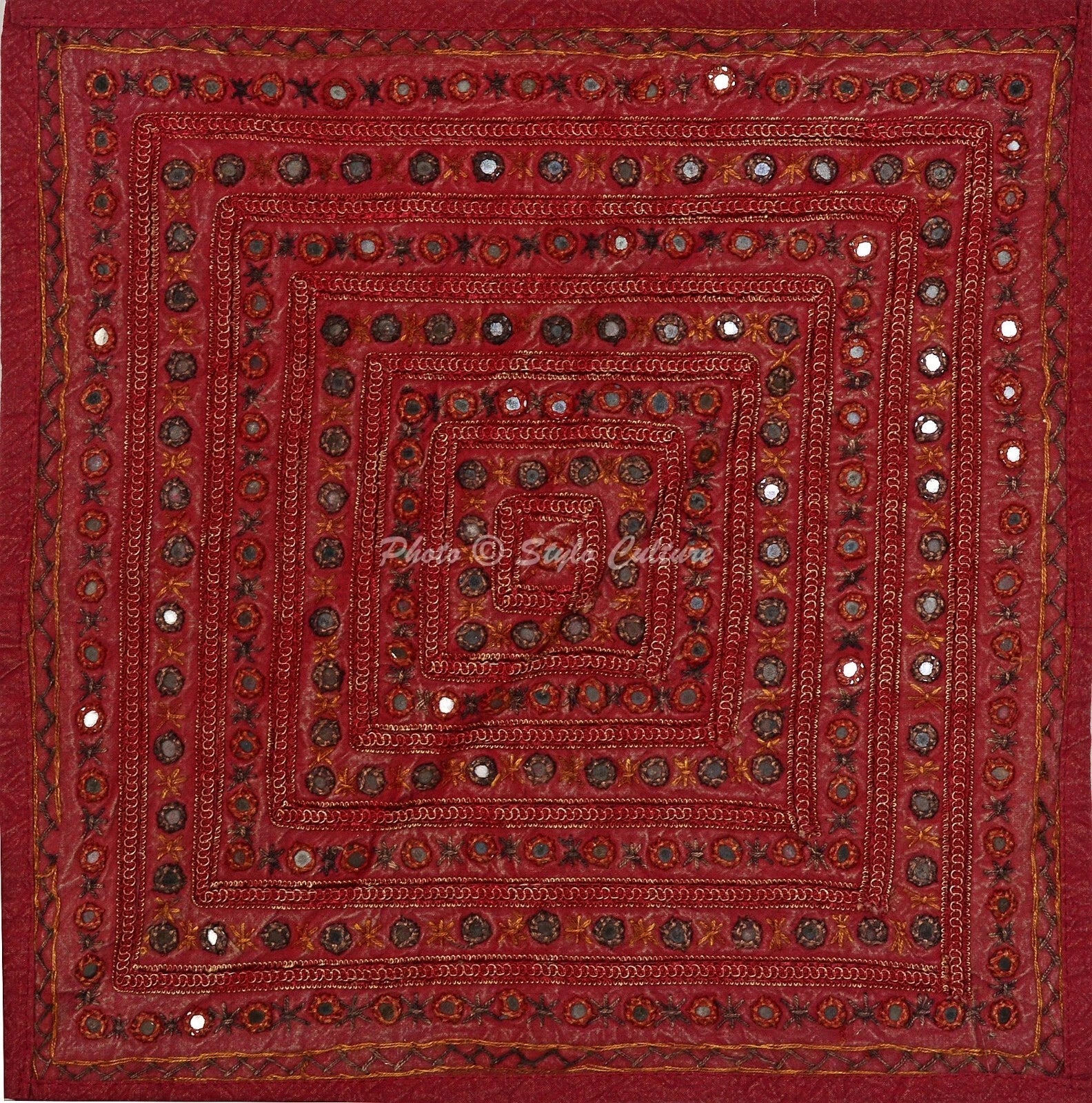 Pillow Cover Mirrored Embroidered Decor Car Sofa Cushion Case 16 x 16 in