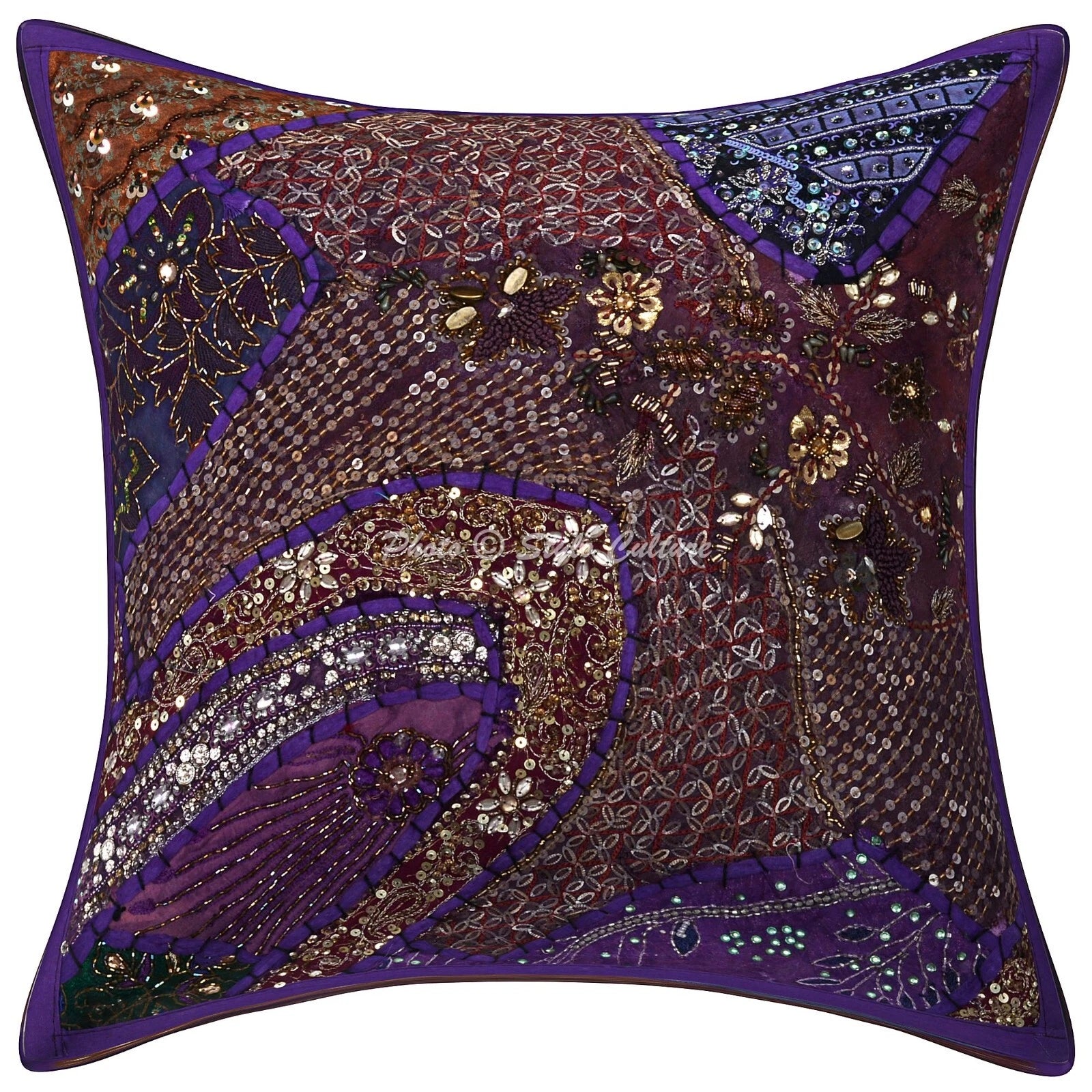 New Home Decor Boho Beaded 16 x 16 in Pillow Cover Case Handwoven Cushion Room