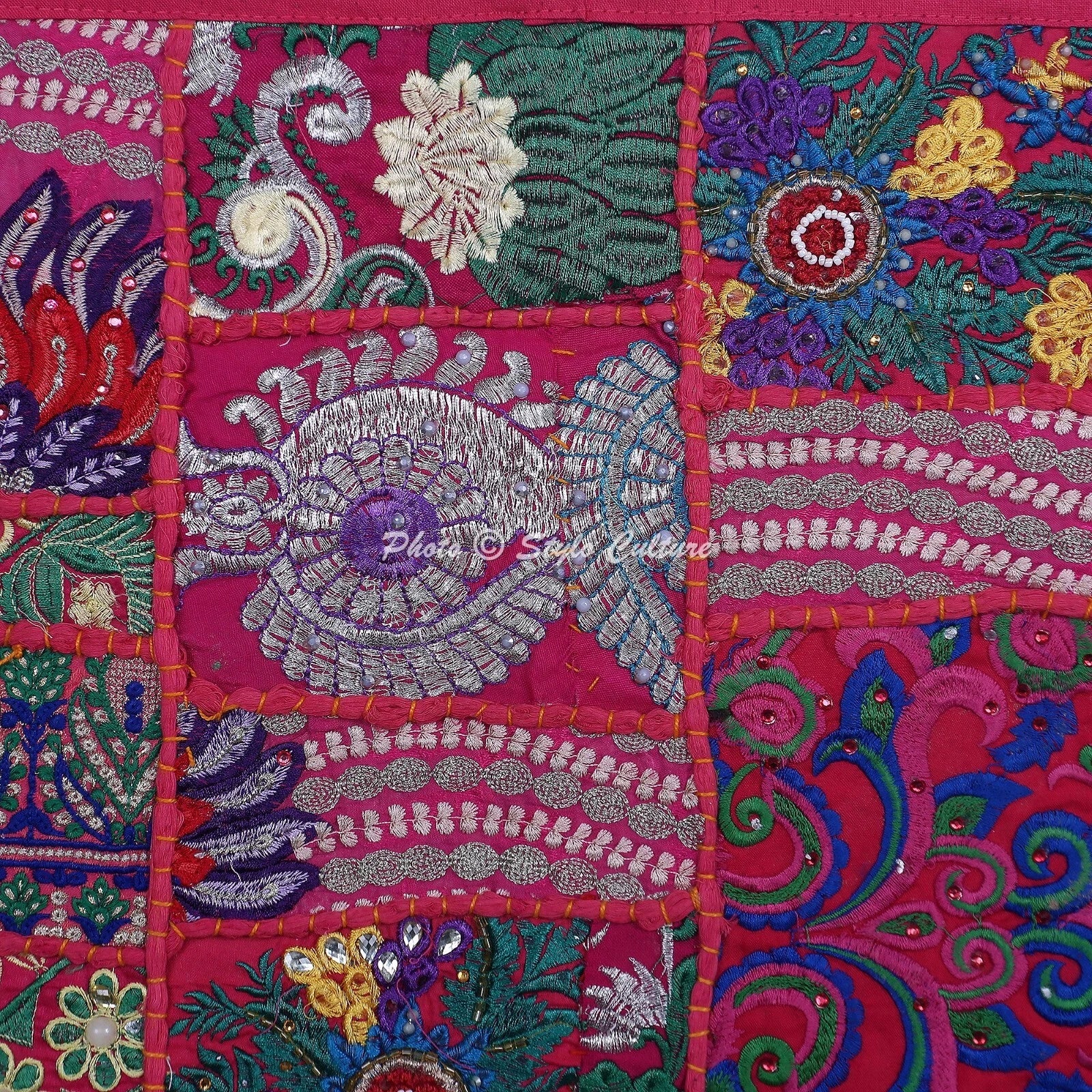 Boho Hippie Yoga Pillow Case Cushion Cover Pink Vintage Indian Meditation