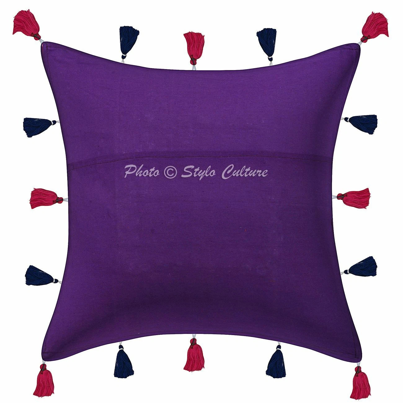 Ethnic Cotton Sofa Pillow Cases Purple 40x40 cm Patchwork Floral Cushion Cover