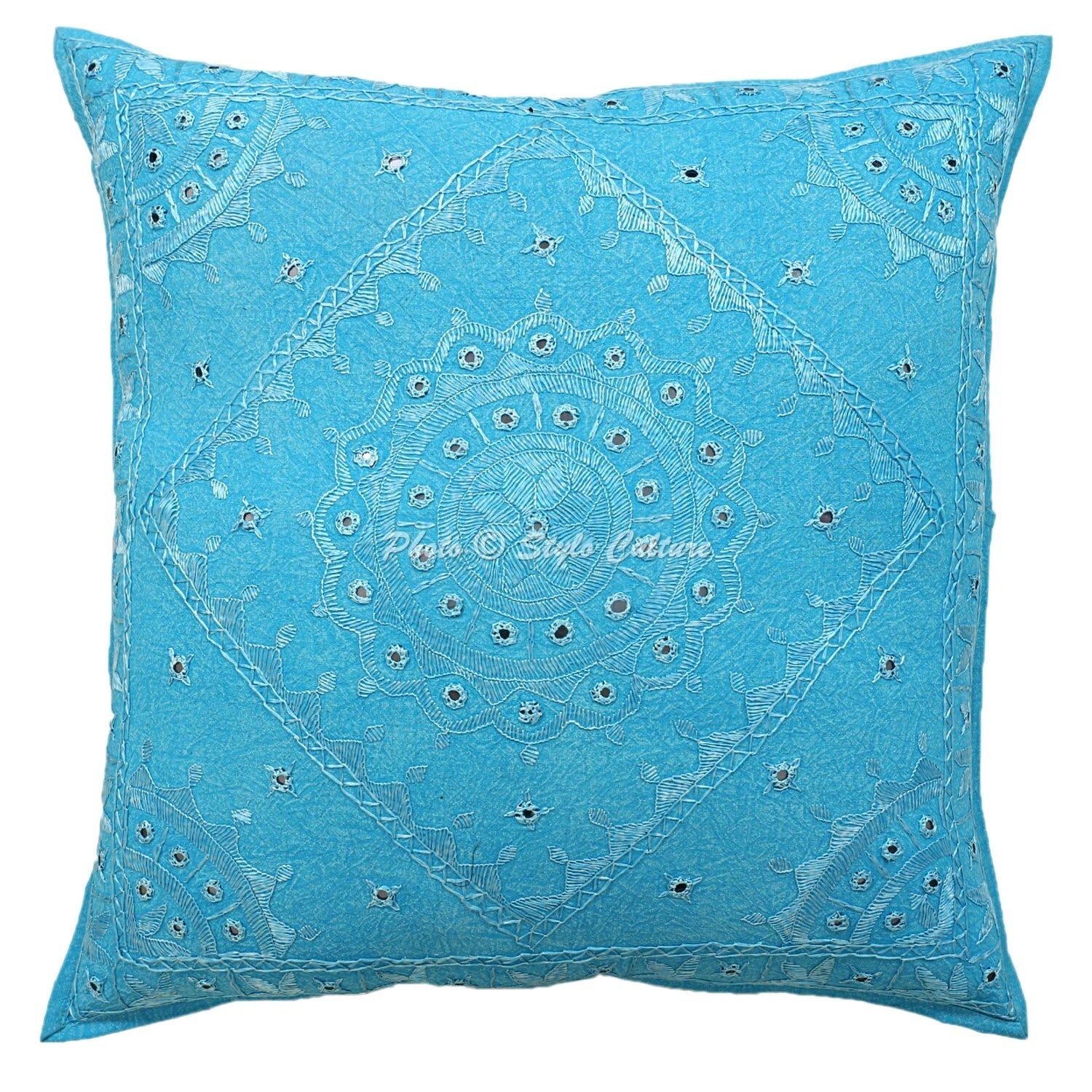 Decorative Home Decor 24 x 24 in Boho Cushion Cover Embroidered Sofa Pillow Case