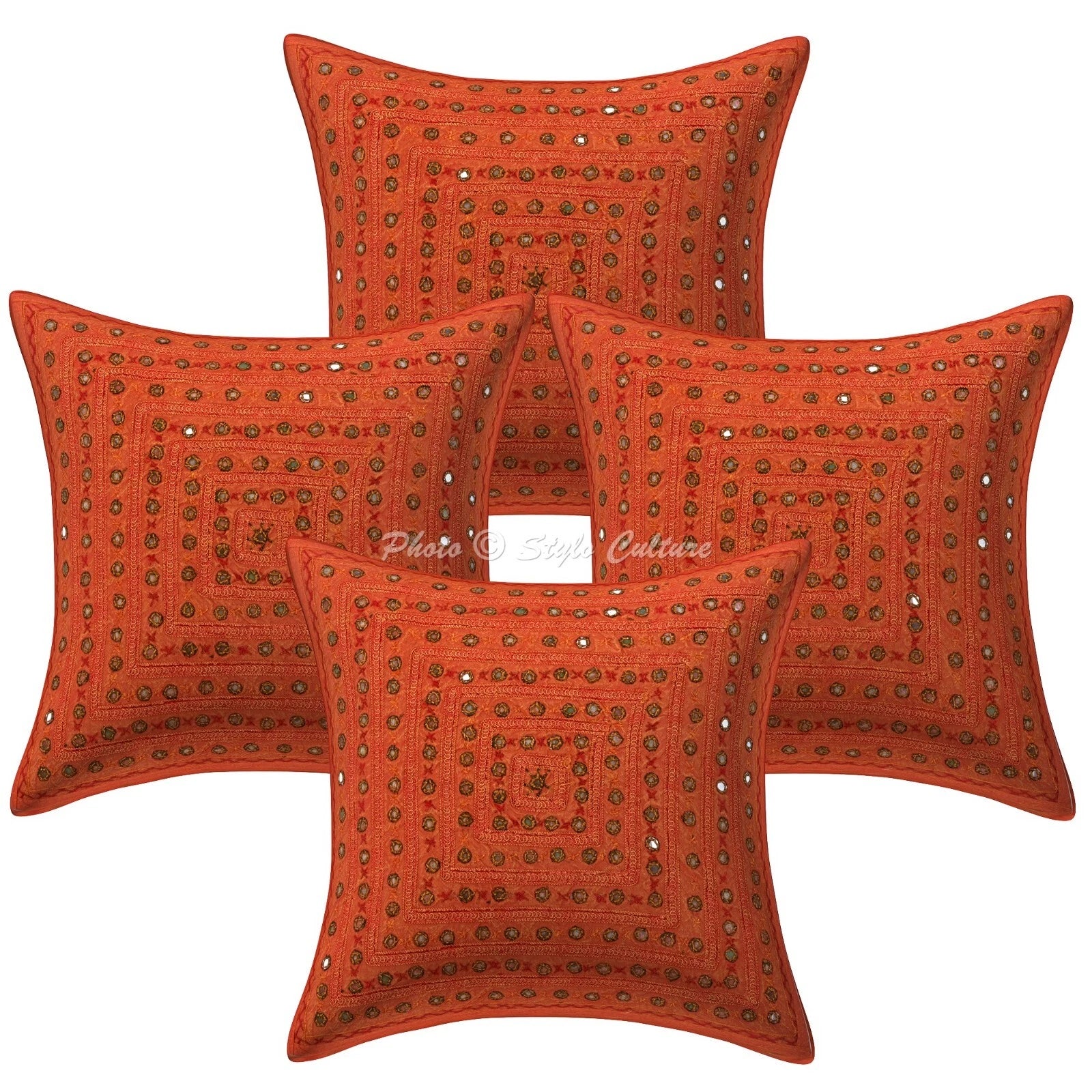 Handwoven Home Decor Cushion Mirrored Embroidered Pillow Cover Case Meditation