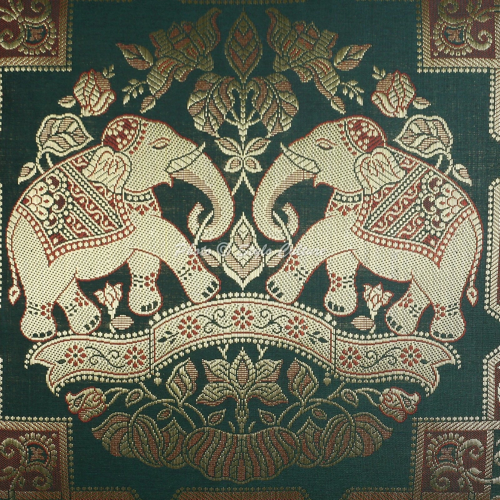 Pillow Cover Elephant Brocade Jacquard Decor Car Sofa Cushion Case 18 x 18 in