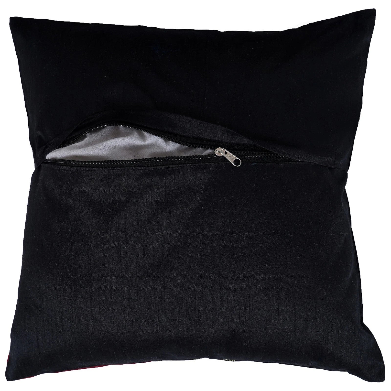 2 pcs Silk Cushion Cover Black & Red Decorative Throw Pillow for Living Room