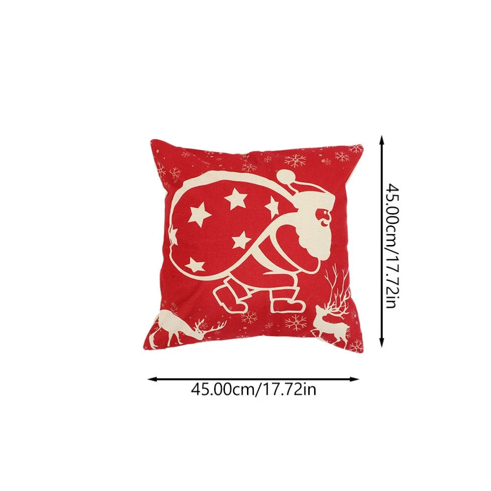 4Pcs Christmas Pillow Cover Sofa Cushion Case Zippered Pillowcase (45x45cm)