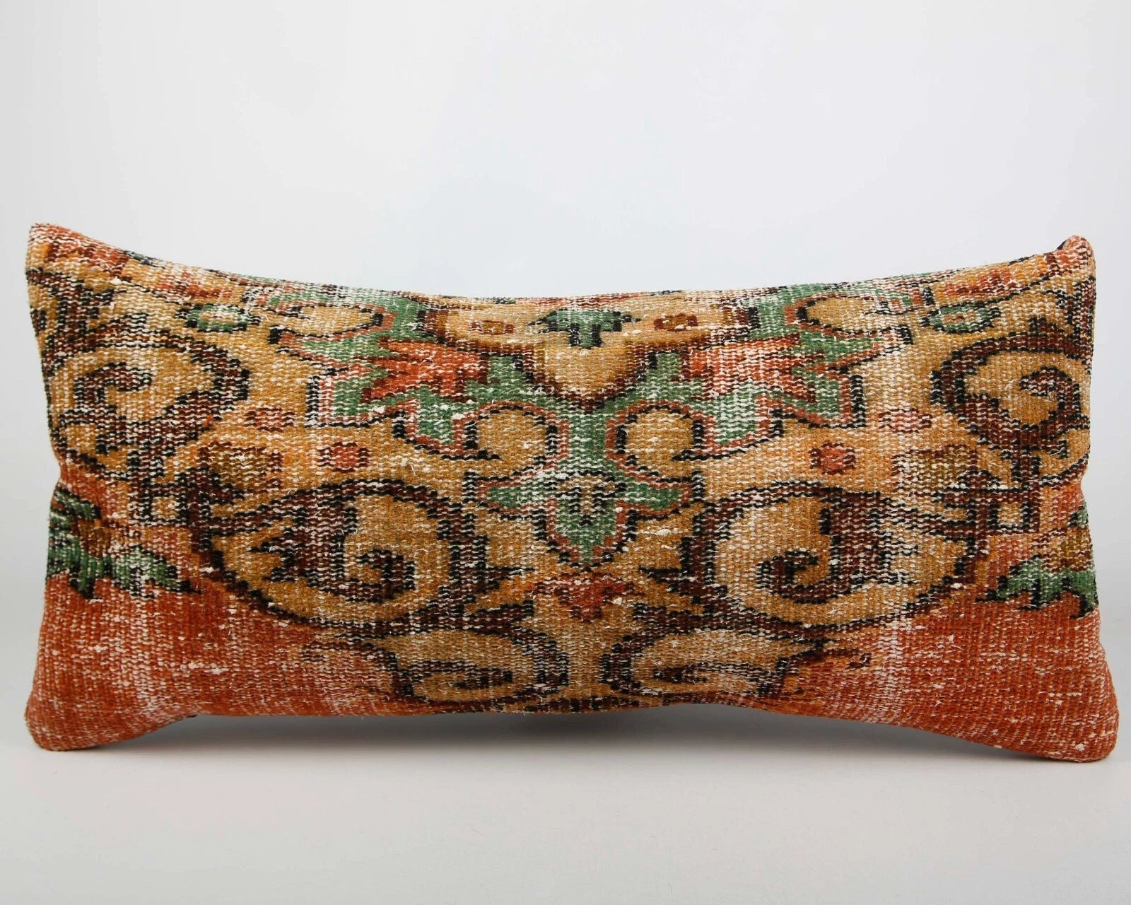 Anatolian Turkish Kilim Pillow, 16x32 Pillow Case, Decorative Pillow Cushion