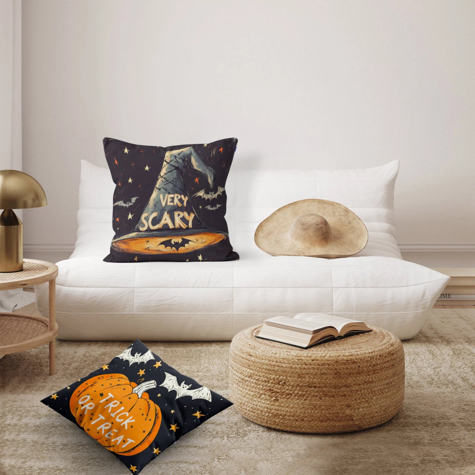 4pcs Scary Bat Black Halloween Ghost Pillow Case Cushion Cover Sofa Home Decor