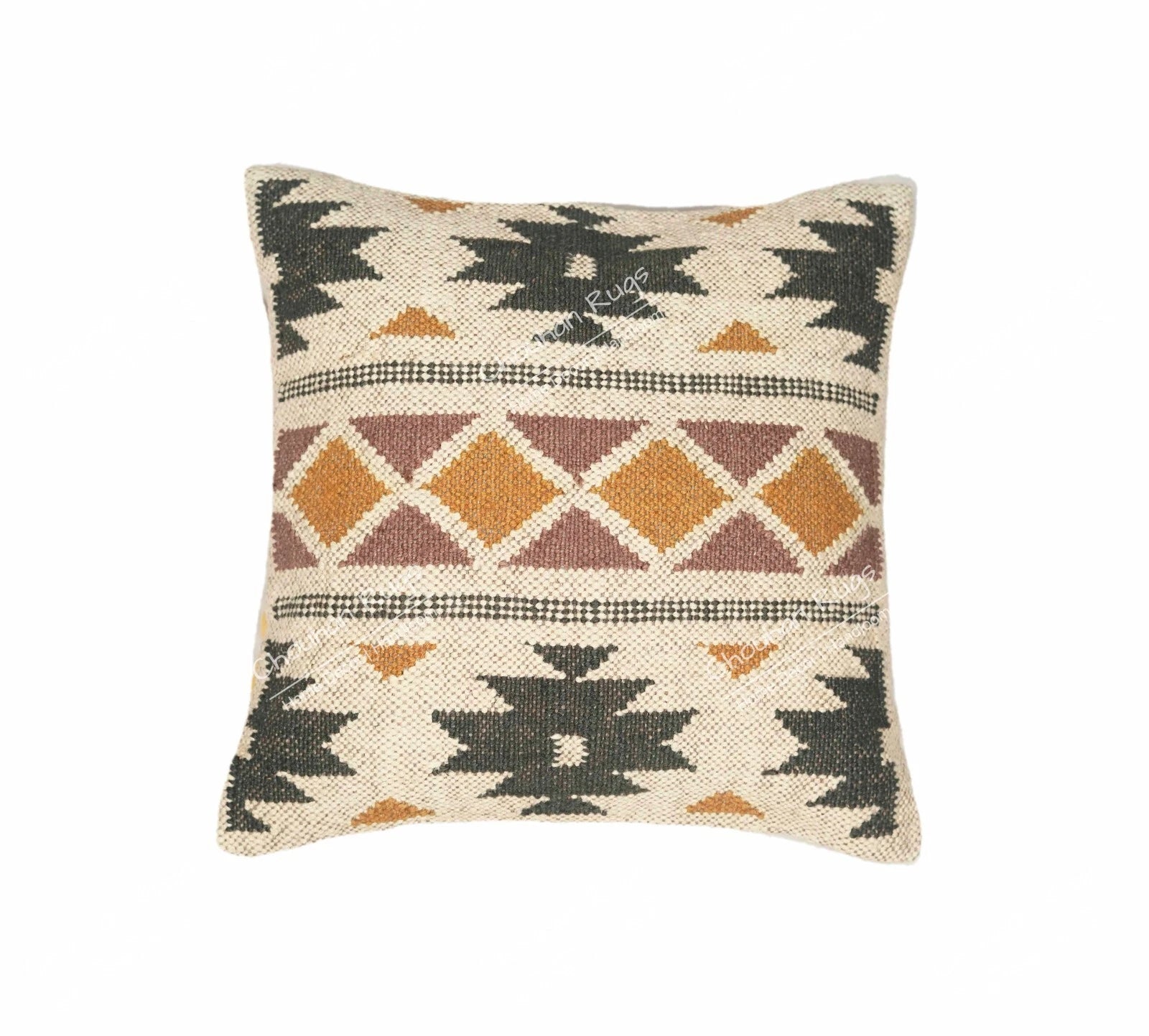 Indian Handmade 4 Set Wool Jute Kilim Cushion Cover 45x45 Cm Decor Sofa And Room
