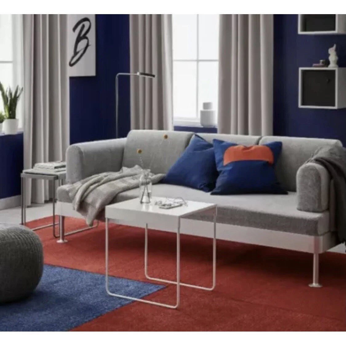 Ikea Pillow Cushion Cover Throw Pillowcase Blue Orange 20x20" Majalotta Sofa Bed