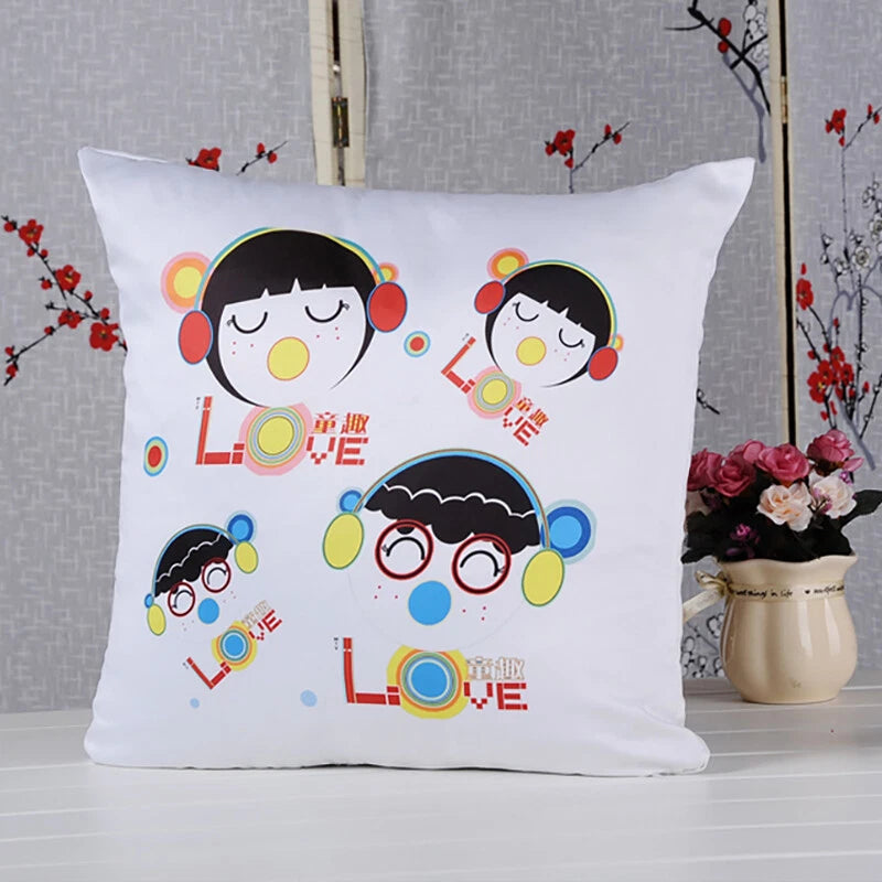 10Pcs 18" White Sublimation Blank Pillow Case Cushion Cover Car Home Sofa Decor
