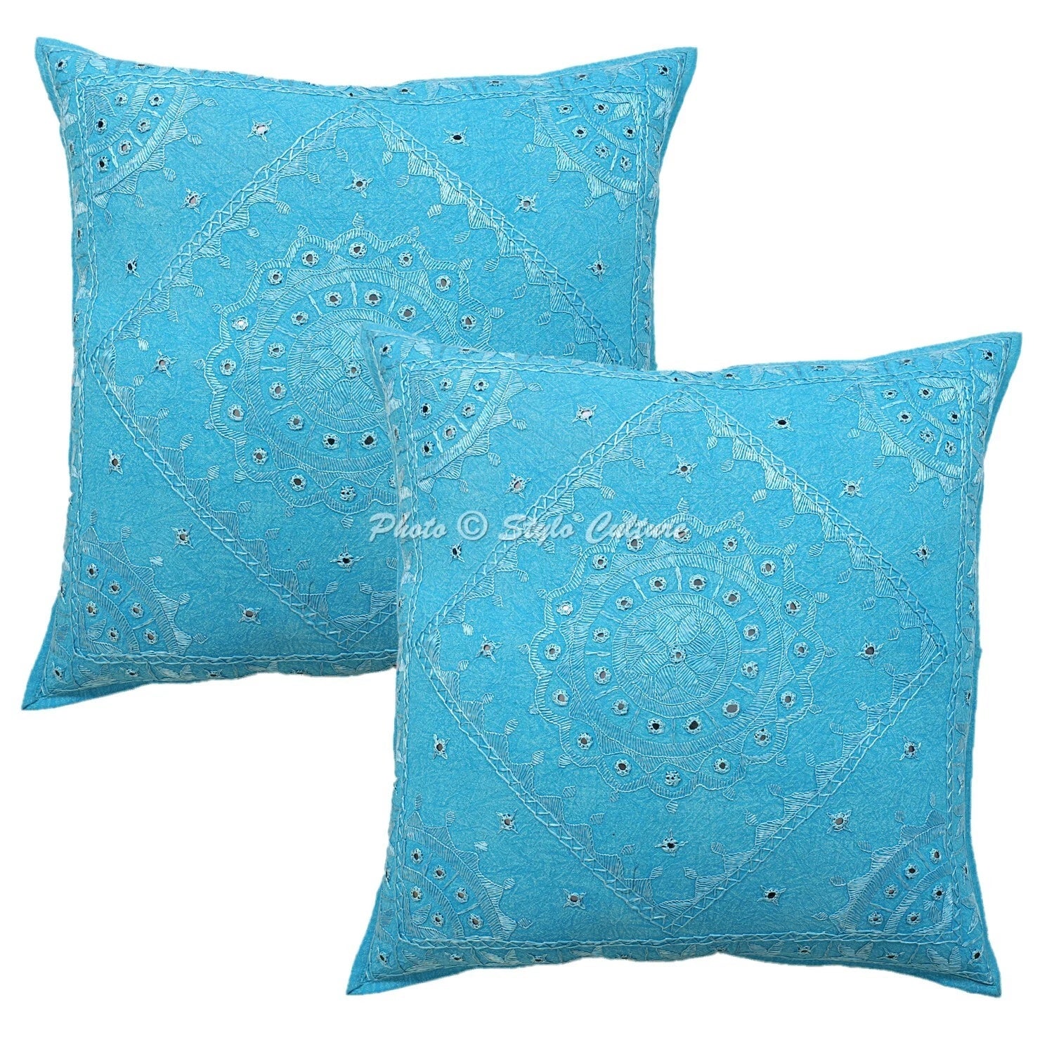 Decorative Home Decor 24 x 24 in Boho Cushion Cover Embroidered Sofa Pillow Case