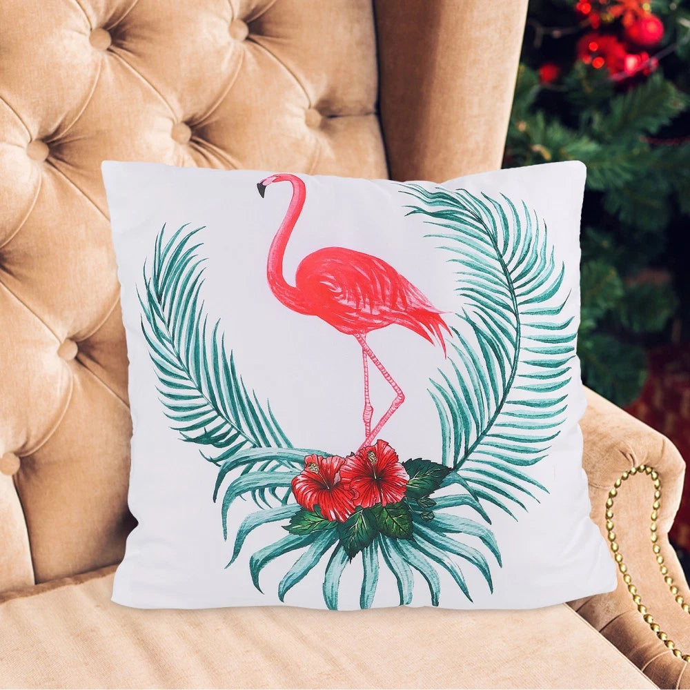 4pcs Flamingo Pillow Covers Square Throw Pillowcase Bed Sofa Cushion Cover
