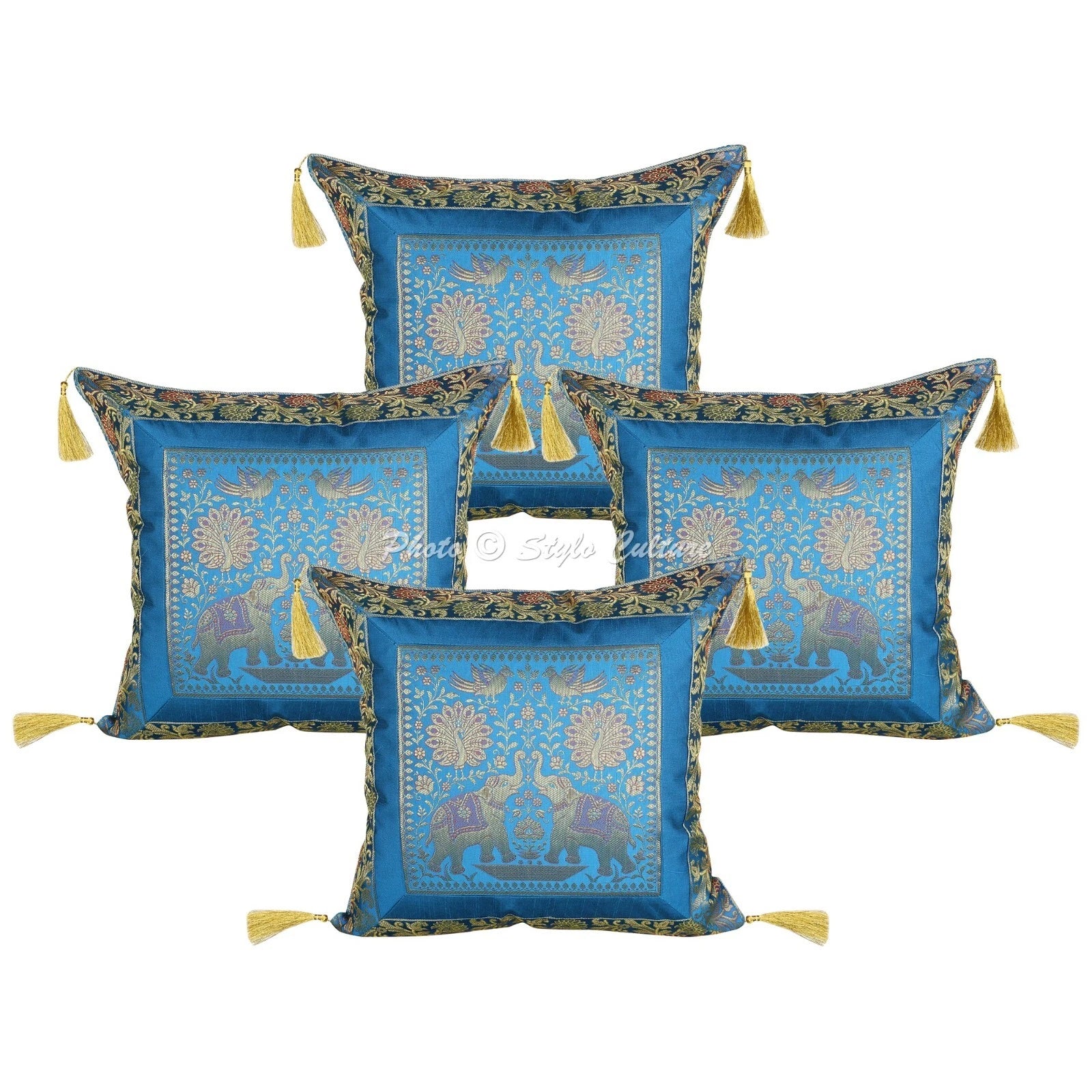 Boho Bohemian Cushion Cover Brocade Jacquard Elephant Decor Pillow Cover Case