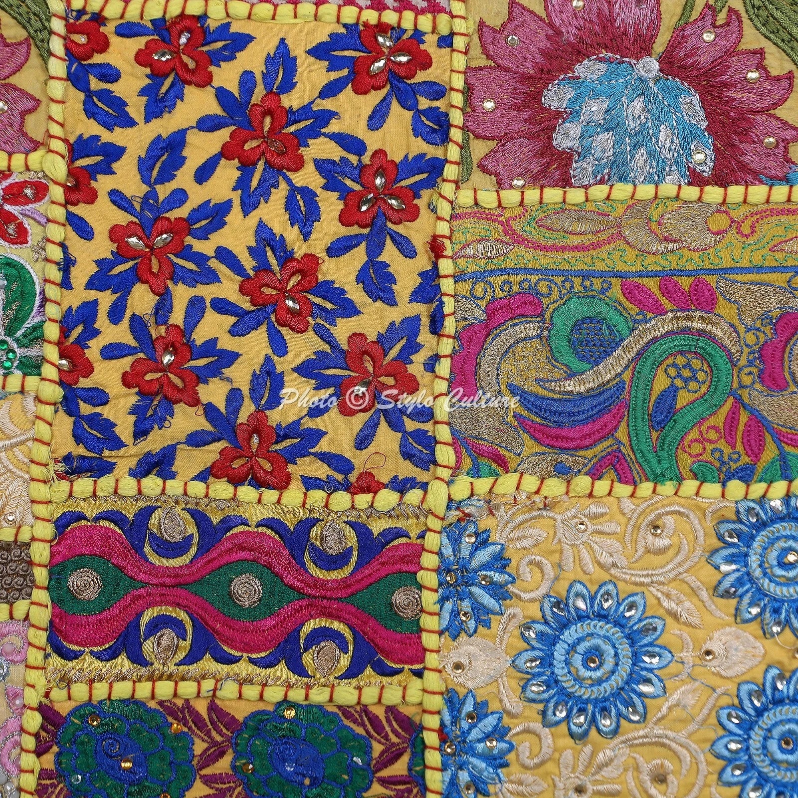 Decorative Home Decor 20 x 20 in Cushion Cover Vintage Patchwork Pillow Case