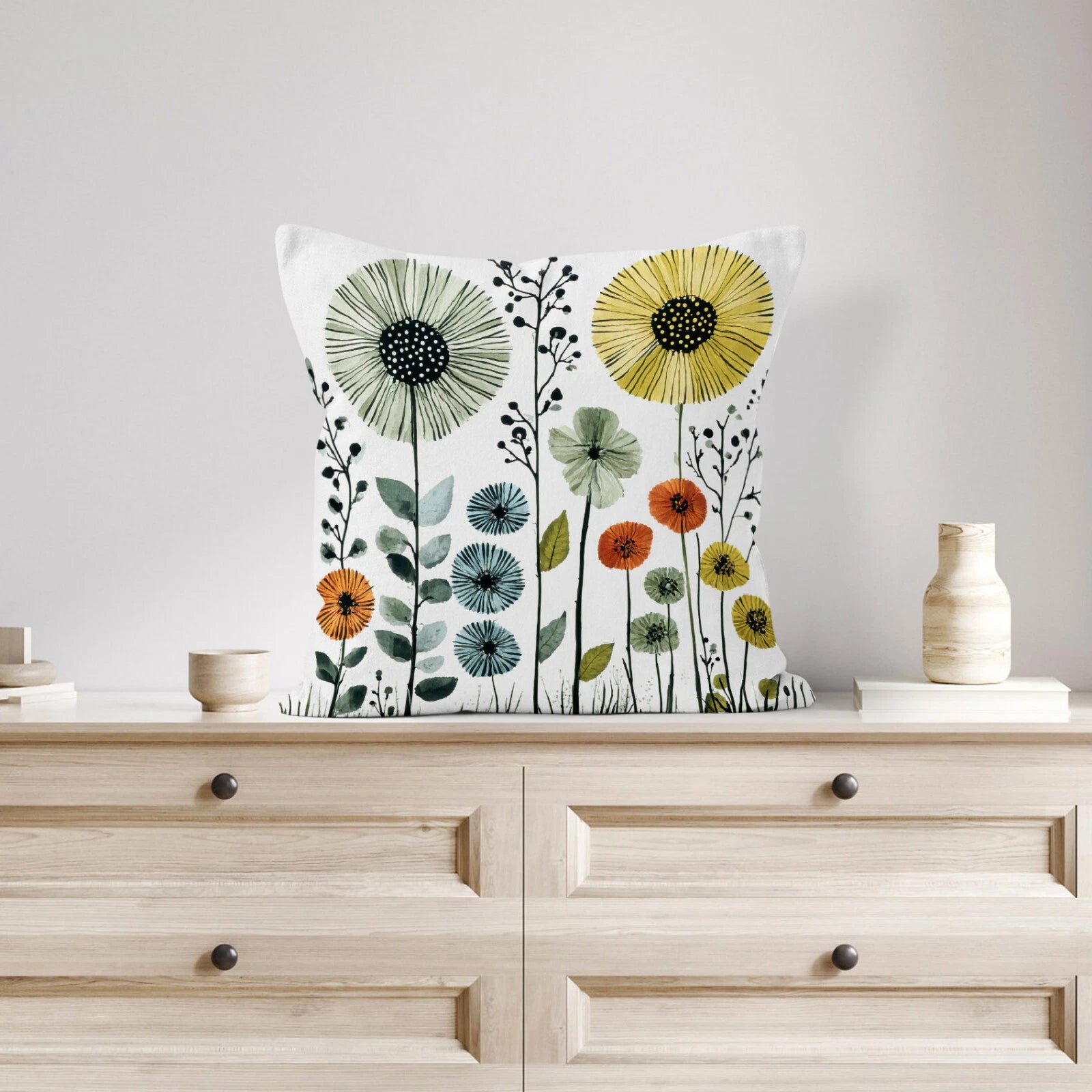 4pcs Vintage Botanical Colorful Floral Pillow Case Cushion Cover Sofa Home Decor