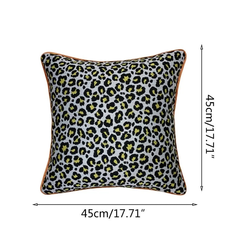 Leopard Print Throw Pillow Cover Square Cushion Covers Pillowcase for Bed Sofa