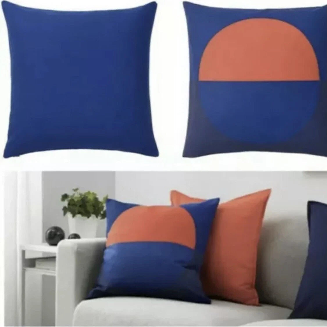 Ikea Pillow Cushion Cover Throw Pillowcase Blue Orange 20x20" Majalotta Sofa Bed