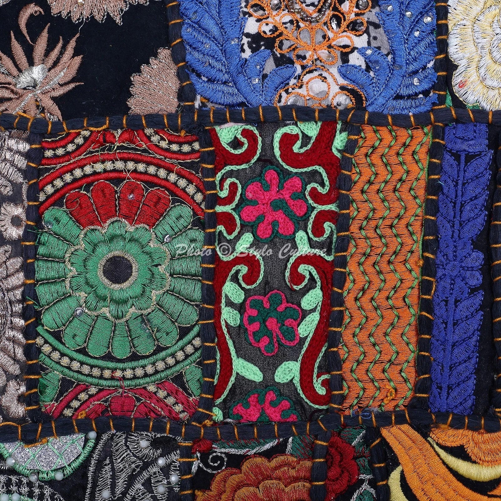 Decorative Home Decor 12 x 12 in Cushion Cover Vintage Patchwork Pillow Case