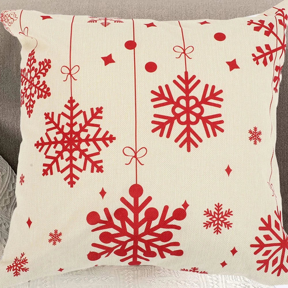 4Pcs Christmas Pillow Cover Sofa Cushion Case Zippered Pillowcase (45x45cm)