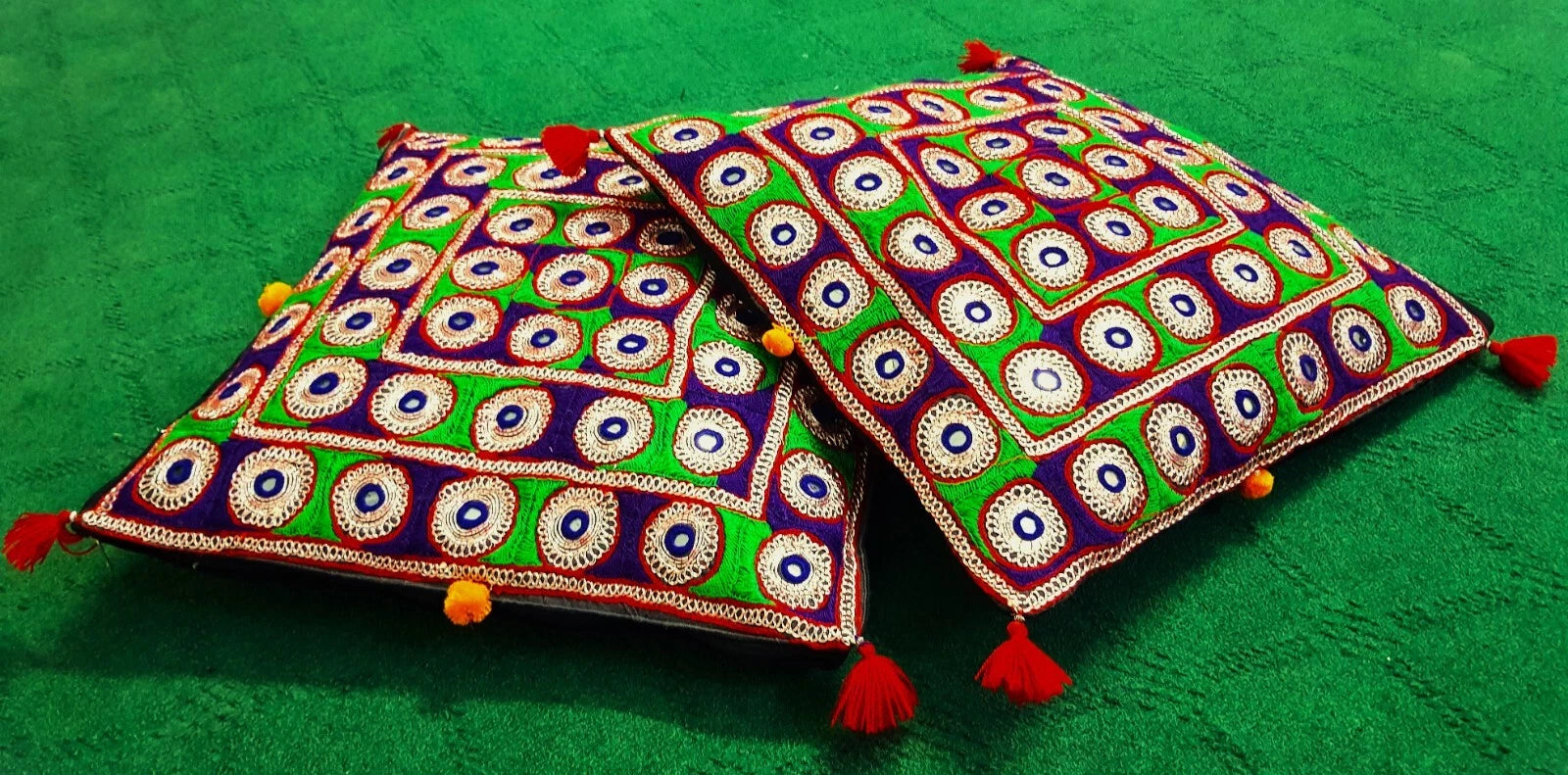 Sindhi art Mukka Work embroidered handmade sofa bed cushion cover pillow case