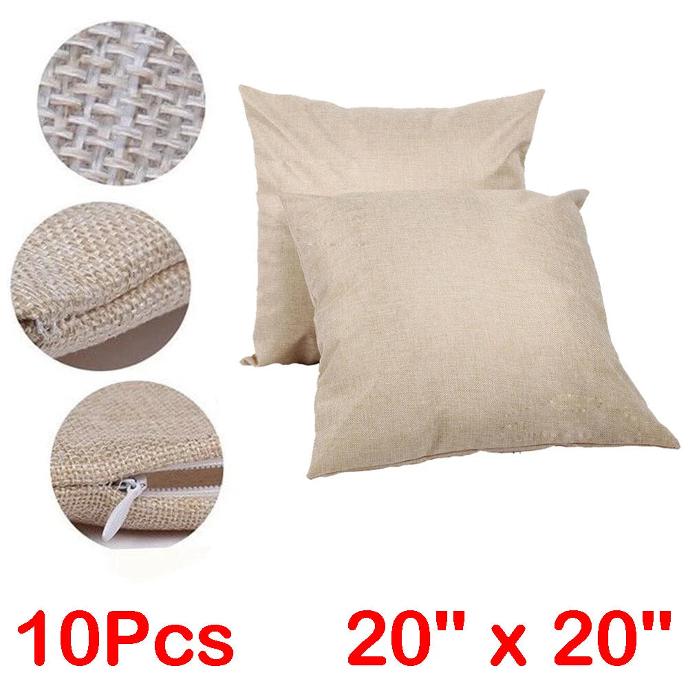 20" x 20" Sublimation Blank Pillow Case Linen Throw Cushion Cover Sofa Car Decor