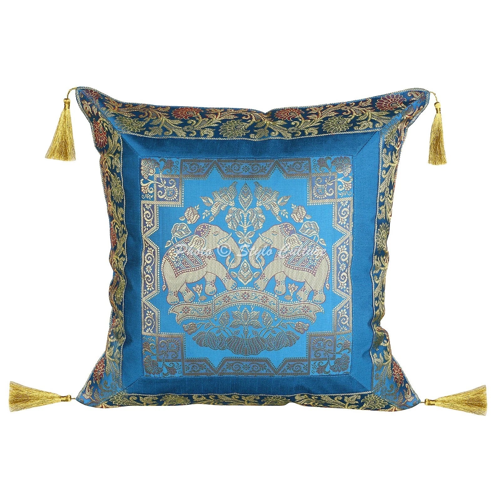 Cushion Cover Ethnic Brocade Jacquard 18 x 18 in Hippie Sofa Car Pillow Case