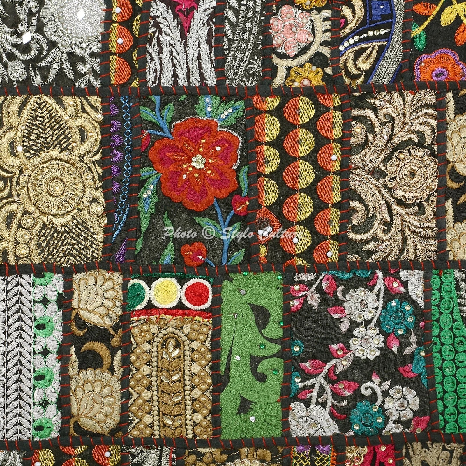 Decorative Home Decor 18 x 18 in Cushion Cover Vintage Patchwork Pillow Case