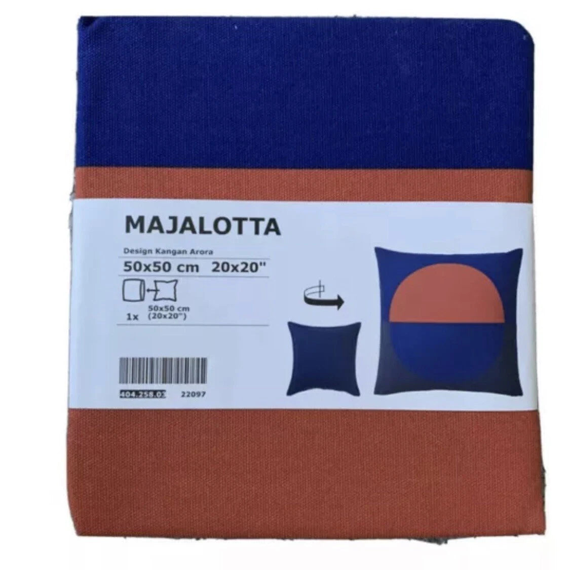 Ikea Pillow Cushion Cover Throw Pillowcase Blue Orange 20x20" Majalotta Sofa Bed