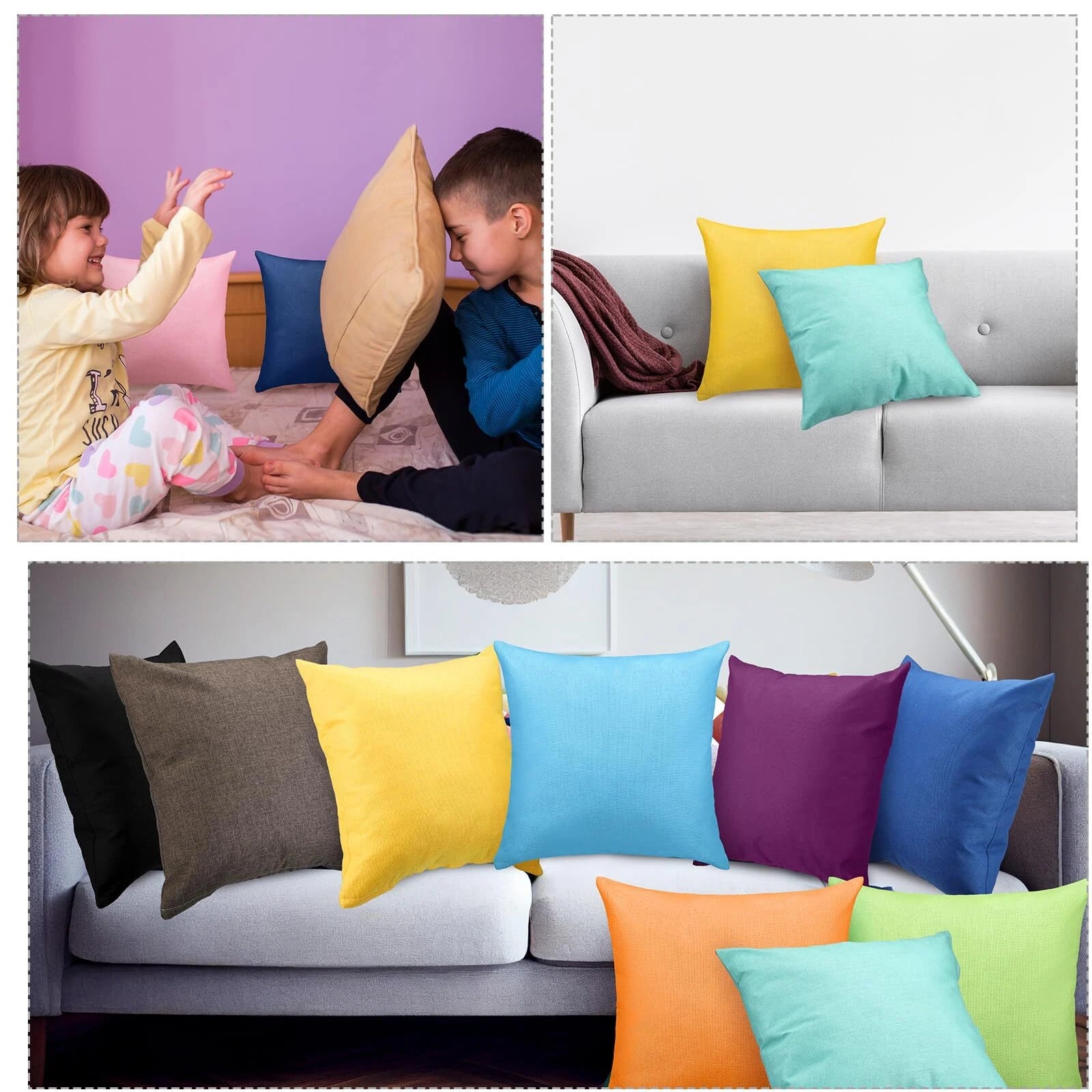 16 Pcs Colorful Decorative Throw Pillow Covers Bulk Multicolor 18 x 18 Inch S...
