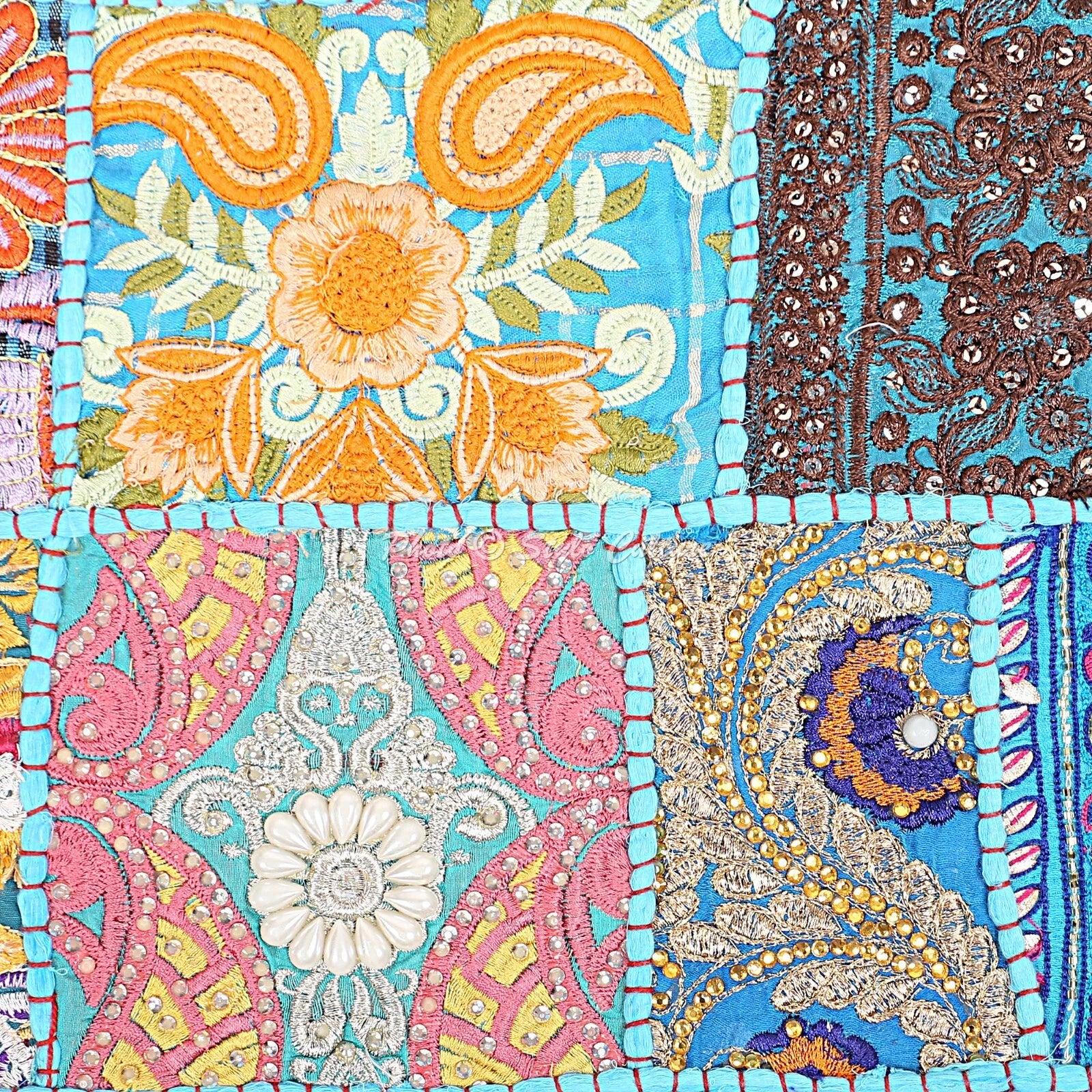 Boho Hippie Yoga Pillow Case Cushion Cover Blue Vintage Indian Meditation