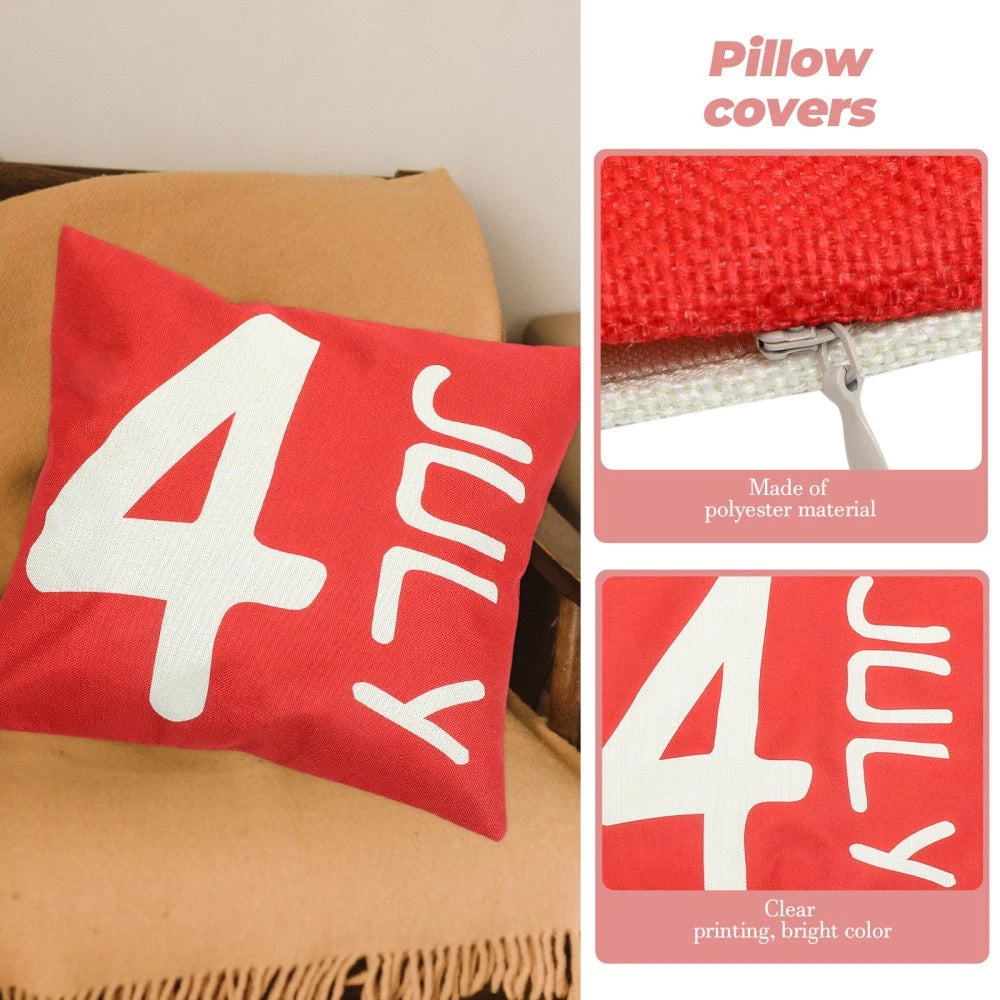 4 Pcs Decorative Pillow Cover Modern Cushion Independence Day Case Covers