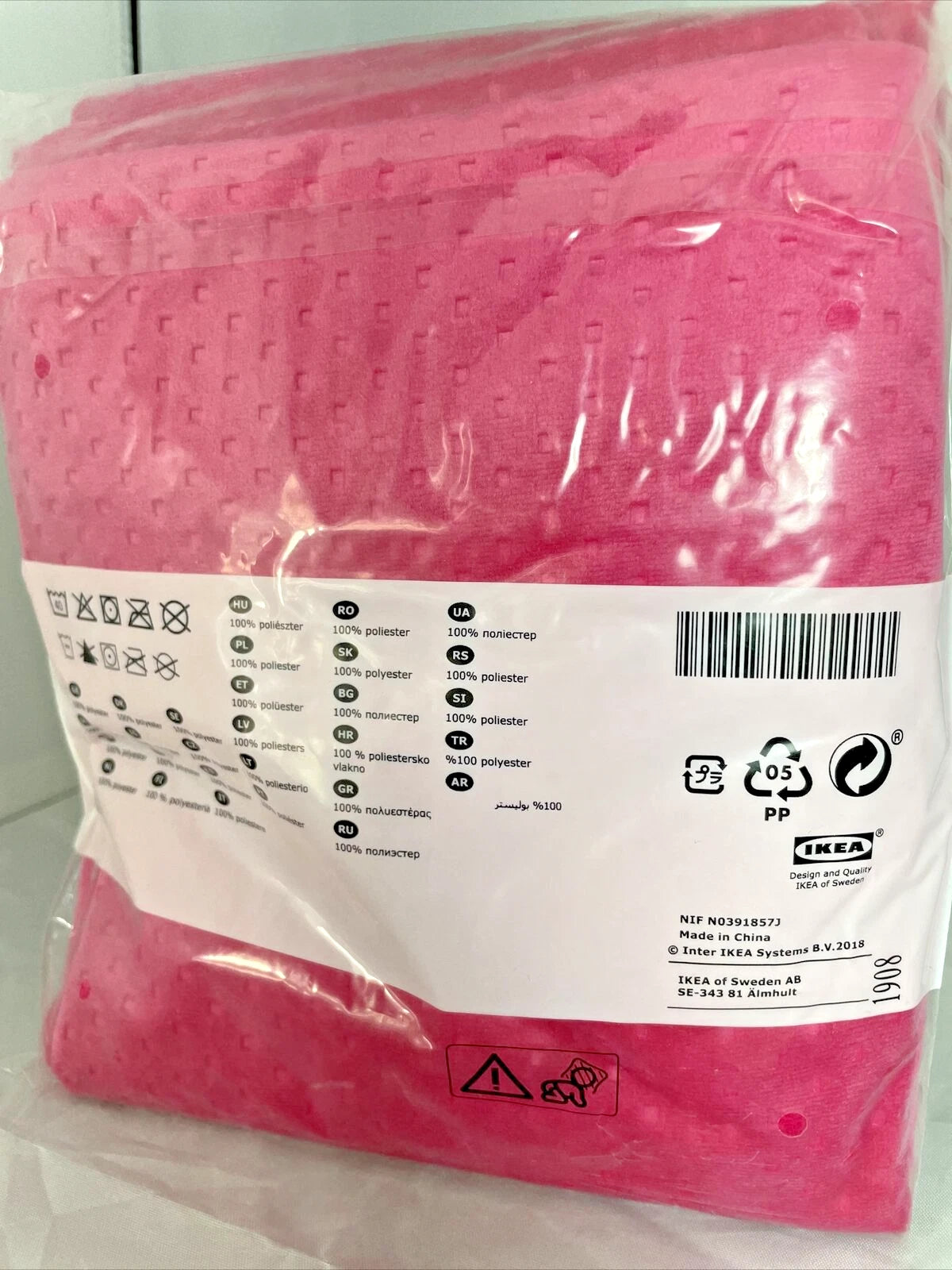 IKEA VENCHE Velvet Cushion Cover, 20x20", Bright Pink Soft & Luxurious Couch Bed