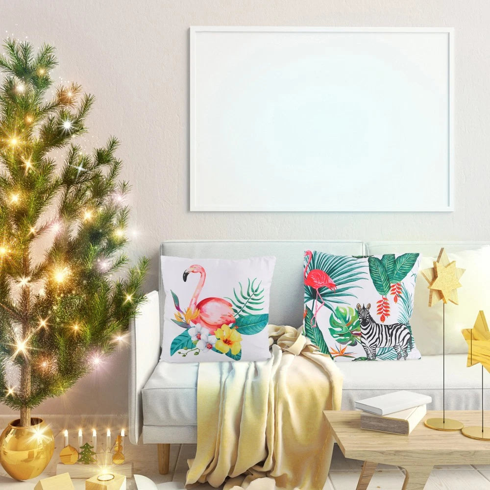 4pcs Flamingo Pillow Covers Square Throw Pillowcase Bed Sofa Cushion Cover