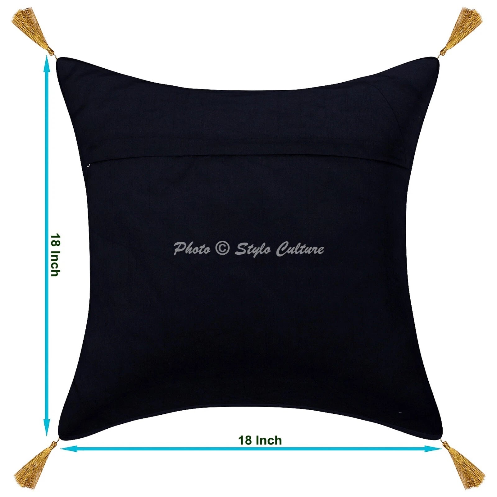 Boho Hippie Yoga Pillow Case Cushion Cover Black Brocade Jacquard Elephant