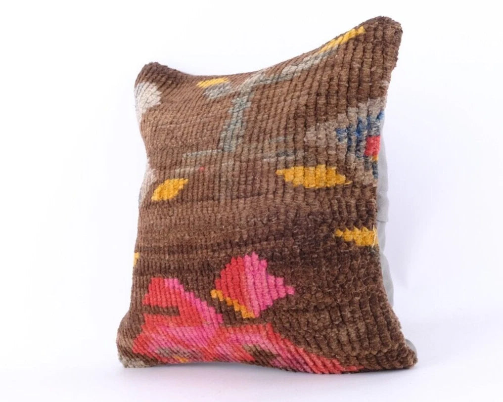 Pillow Case Jute Rug Kilim Handmade Indian Vintage Throw Cushion Cover 16x16"