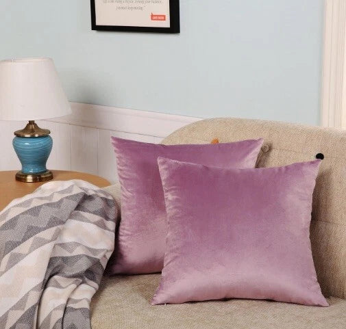 4 Pieces Soft Velvet Solid Violet Throw PILLOW COVER Sofa Couch Cushion 18x18
