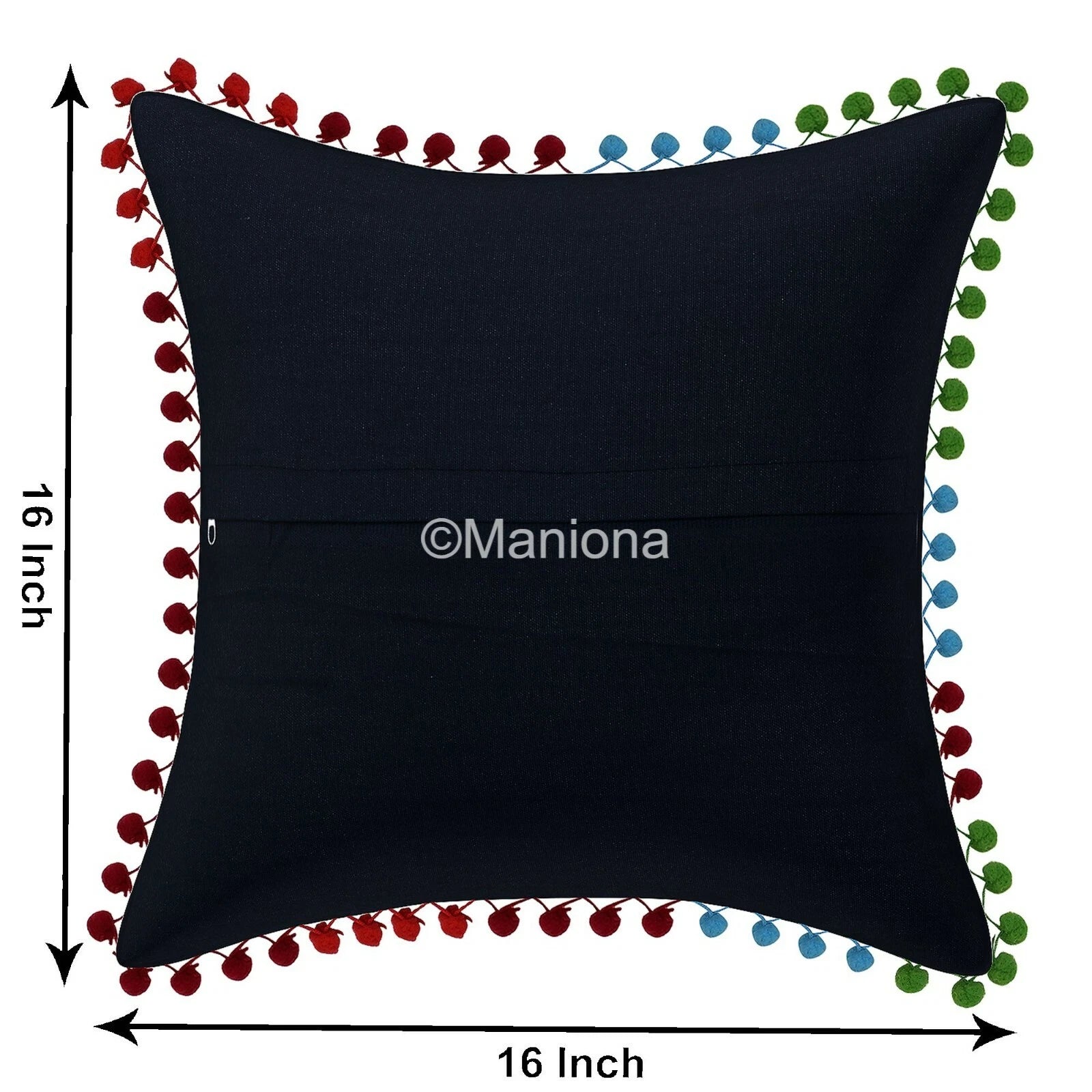 Indian Suzani Black Flloral Pillow Cover Embroidered Bed/Sofa Decor Set of 2 pc