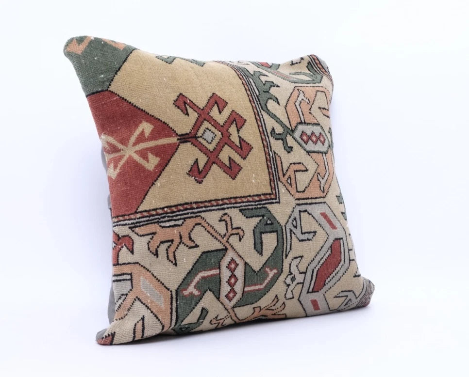 Hand Woven Kilim Rug Pillow Case 18" Vintage Handmade Jute Throw Cushion Cover