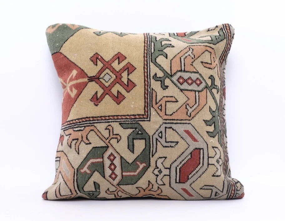 Hand Woven Kilim Rug Pillow Case 18" Vintage Handmade Jute Throw Cushion Cover