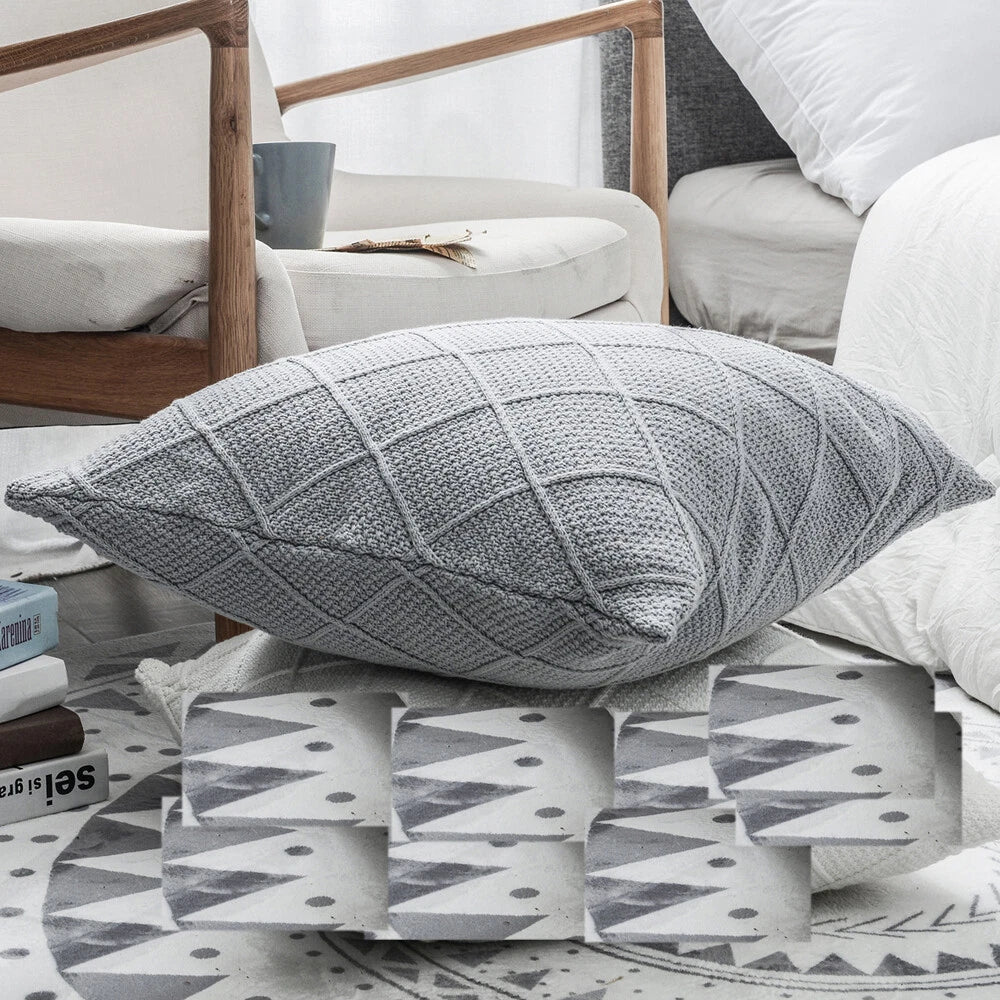 45*45cm Knitted Throw Pillow Cover Soft Sofa Office Cushion Pillow Case