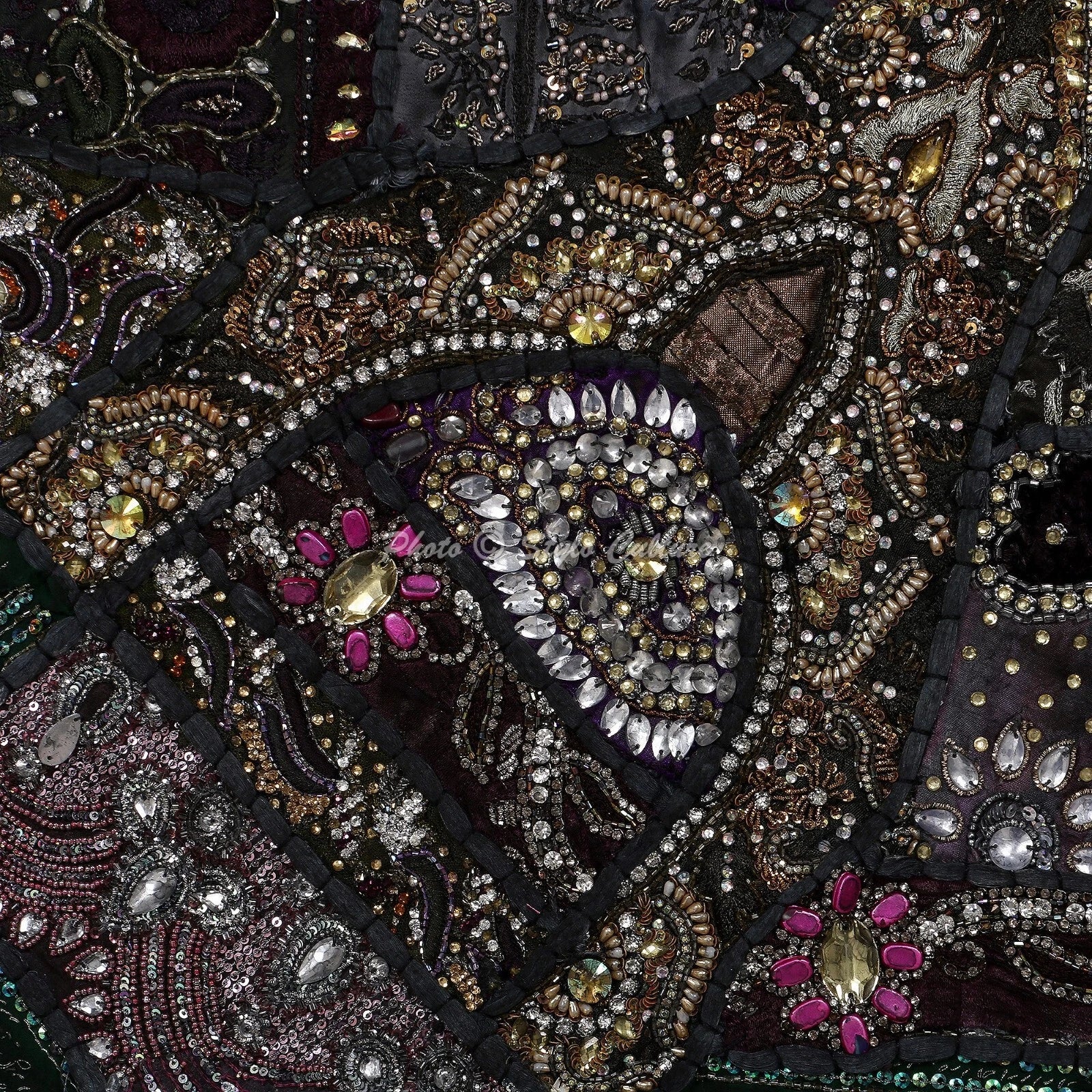 Ethnic Cushion Cover Handmade Boho Beaded 16 x 16 in Hippie Sofa Car Pillow Case