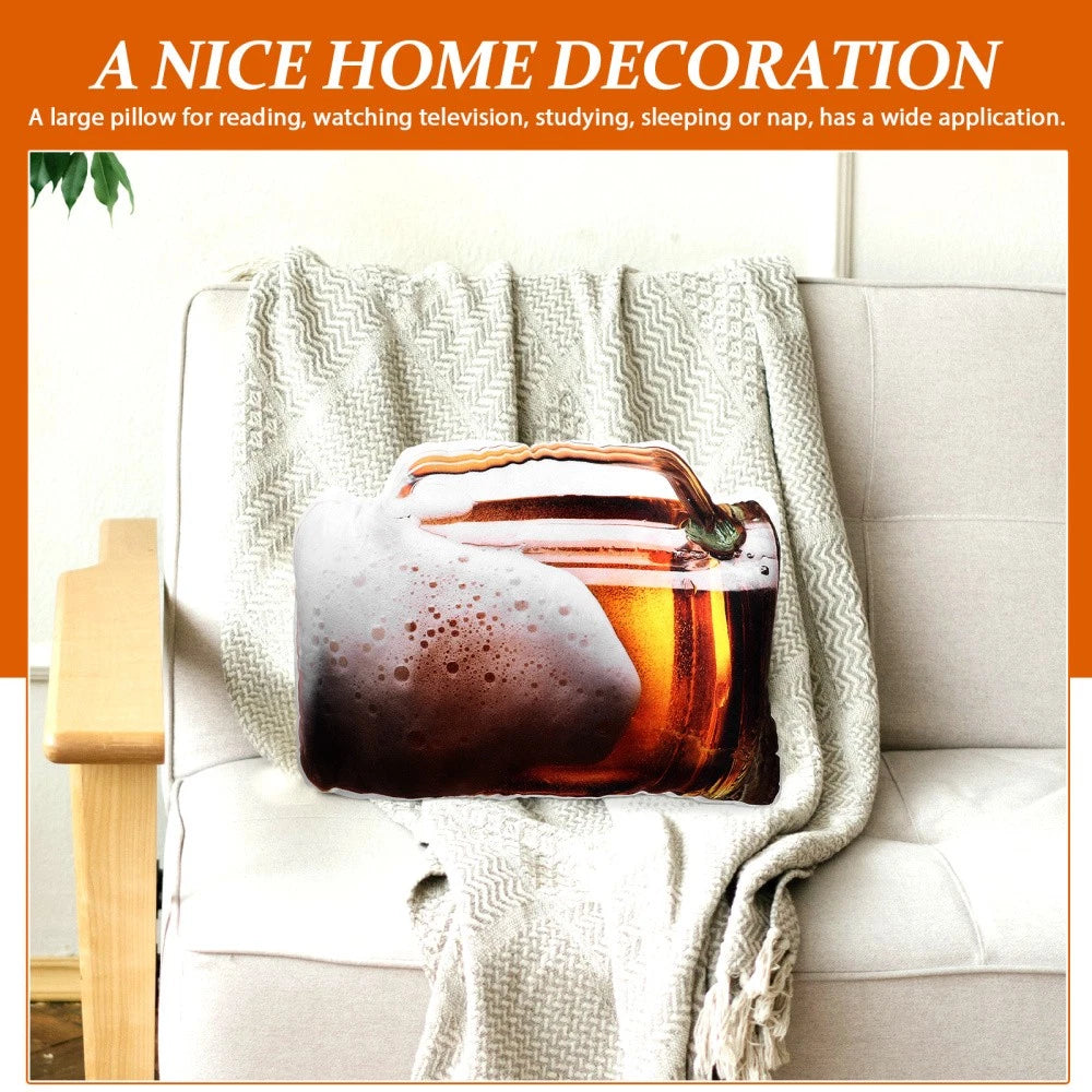 Beer Pillow Fun Shaped Pillows Funny Throw Couch Cartoon Cushion