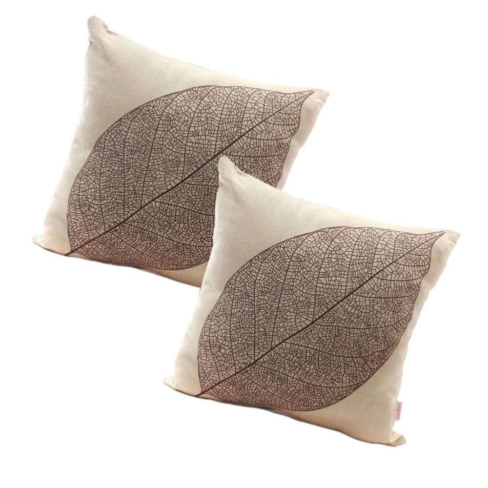 2 Pcs Leaf Pillow Cover Cushion Autumn Linen Square Sofa Pillowcase