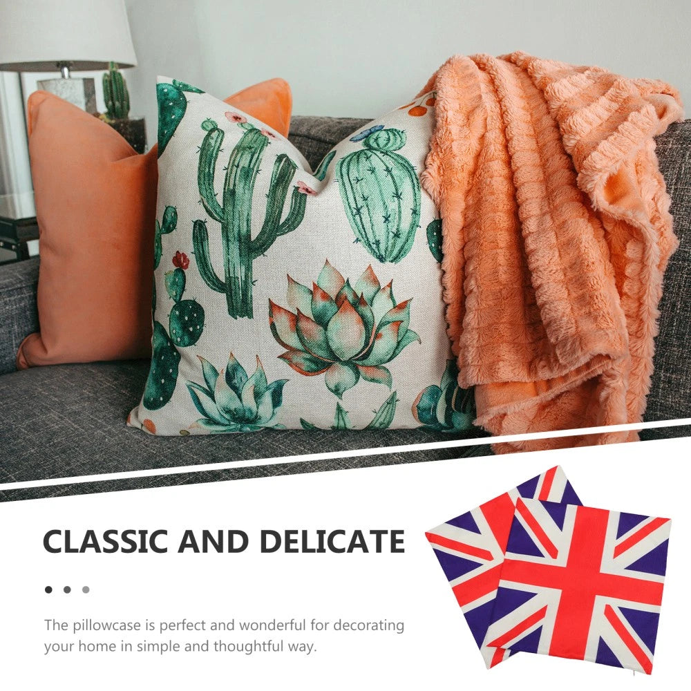 2 Pcs Cushion Cover Office Fabric Pillowcase Sofa Couch Bed Pillowcases
