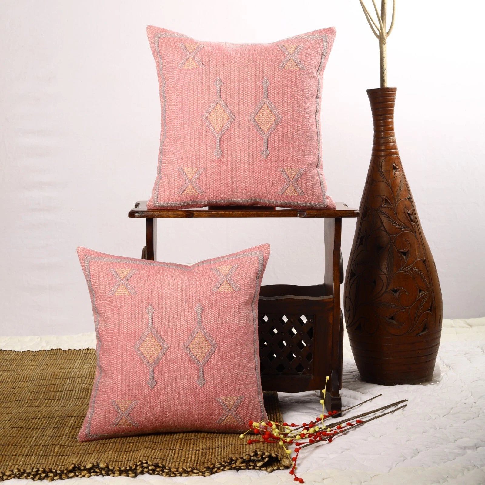 Pink Moroccan Kilim Sabra pillow cover set of 2 cushion cover for Home decor
