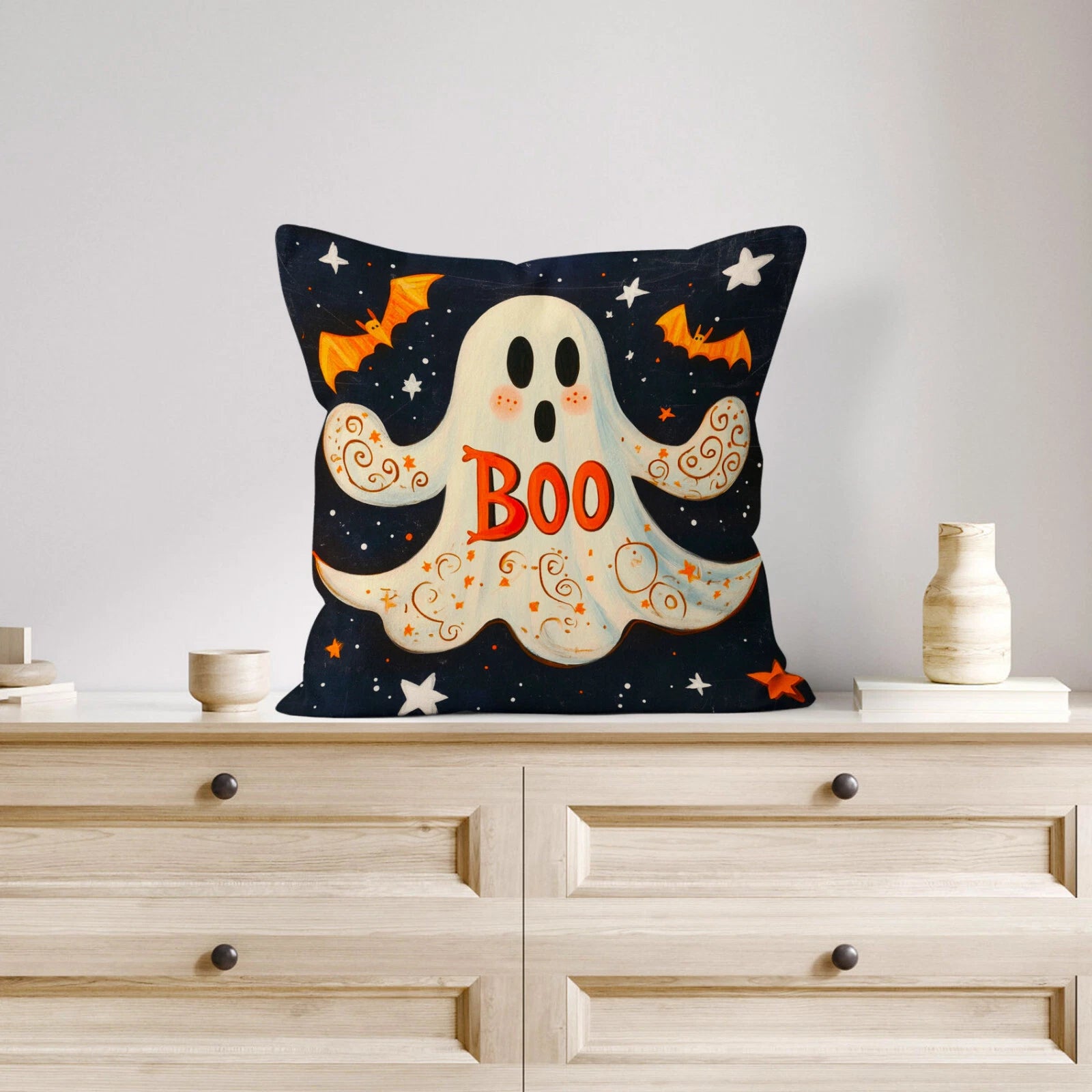 4pcs Scary Bat Black Halloween Ghost Pillow Case Cushion Cover Sofa Home Decor